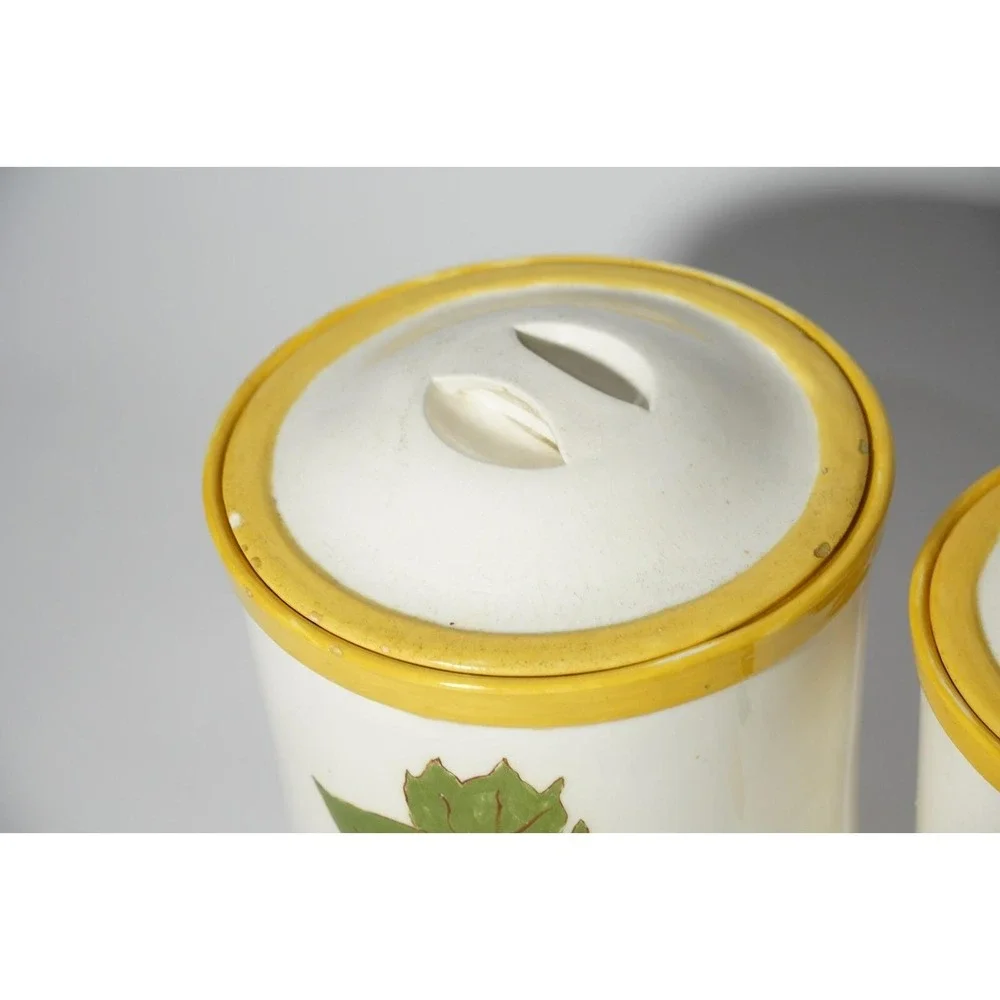 Vintage Liz YDE Ceramic Pottery Food Storage Cookie Jars, Grapes, Pears,‎ Yellow
